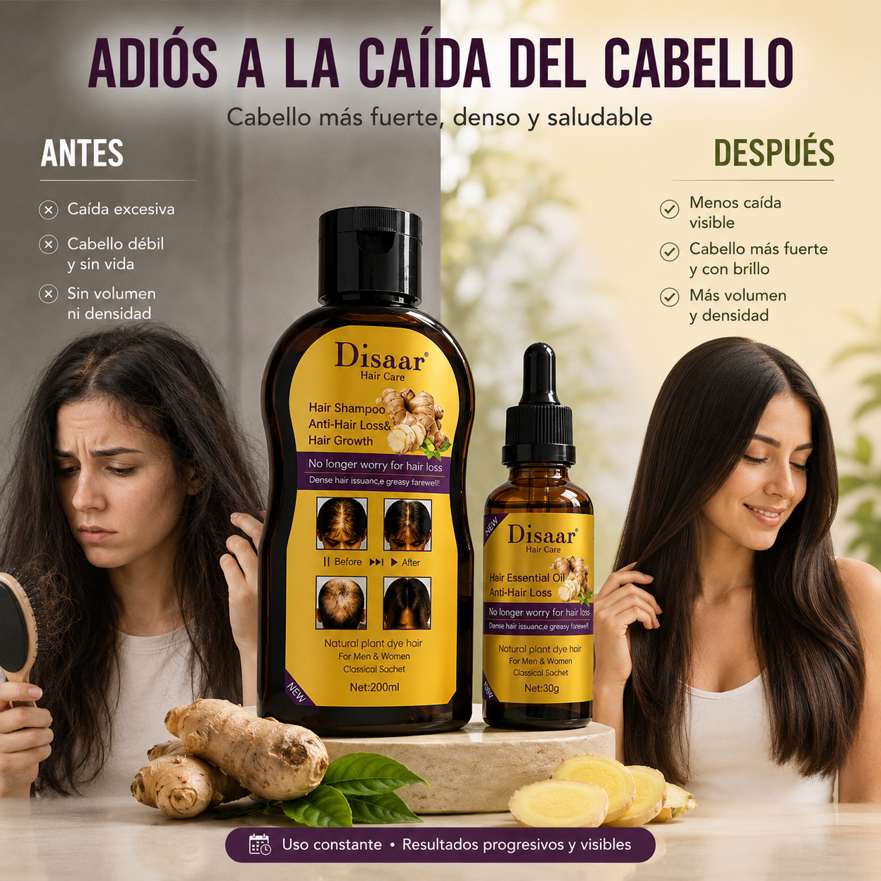 Pack Shampoo + Serum Anticaida Jengibre